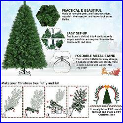9Ft Pre-lit Artificial Hinged Christmas Tree With 8 Modes 550 LED Lights & Stand