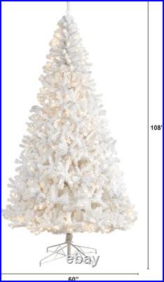 9Ft. White Artificial Christmas Tree with 1860 Bendable Branches and 650 LED Lig