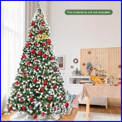 9 FT Pre-lit Snow Sprayed Christmas Tree Artificial Xmas Tree with LED Lights