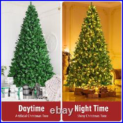 9' Pre-Lit Artificial Hinged Christmas Tree with8 Modes LED Lights and Foot Pedal