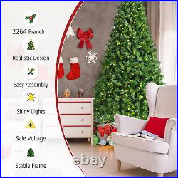 9' Pre-Lit Artificial Hinged Christmas Tree with8 Modes LED Lights and Foot Pedal