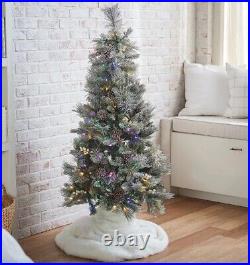 9' Twinkling Frosted Pine and Berry Christmas Tree Pre-strung with 600 LED light