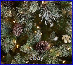 9' Twinkling Frosted Pine and Berry Christmas Tree Pre-strung with 600 LED light