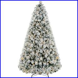 9 ft Prelit Flocked Artificial Christmas Tree with 750 Clear Lights