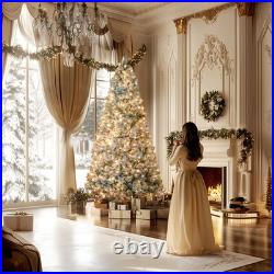 9 ft Prelit Flocked Artificial Christmas Tree with 750 Clear Lights