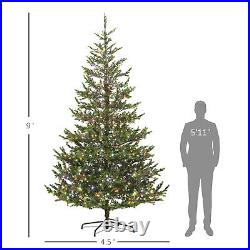 9ft Artificial Sparse Cedar Christmas Tree with LED Lights, Green