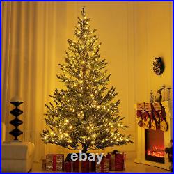 9ft Artificial Sparse Cedar Christmas Tree with LED Lights, Green