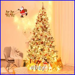 9ft Pre-Lit Premium Snow Flocked Hinged Artificial Christmas Tree with 550 Lights