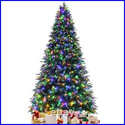 9ft Pre-Lit Snowy Christmas Hinged Tree 11 Flash Modes with 780 Multi-Color Lights