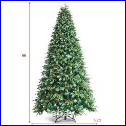 9ft Pre-Lit Snowy Christmas Hinged Tree 11 Flash Modes with 780 Multi-Color Lights