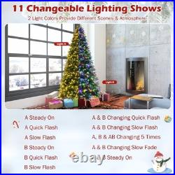 9ft Pre-Lit Snowy Christmas Hinged Tree 11 Flash Modes with 780 Multi-Color Lights