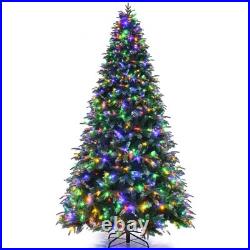 9ft Pre-Lit Snowy Christmas Hinged Tree 11 Flash Modes with 780 Multi-Color Lights