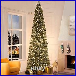 9ft Prelit Slim Artificial Christmas Tree with 500 Warm Lights & Metal Stand 9ft Prelit Slim Artificial Christmas Tree with 500 Warm Lights & Metal Stand