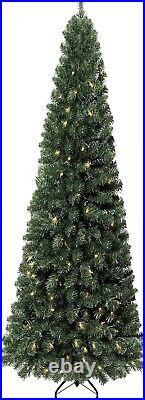 9ft Prelit Slim Artificial Christmas Tree with 500 Warm Lights & Metal Stand 9ft Prelit Slim Artificial Christmas Tree with 500 Warm Lights & Metal Stand
