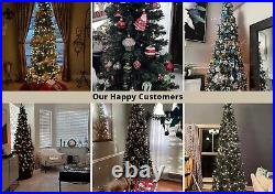 9ft Prelit Slim Artificial Christmas Tree with 500 Warm Lights & Metal Stand 9ft Prelit Slim Artificial Christmas Tree with 500 Warm Lights & Metal Stand