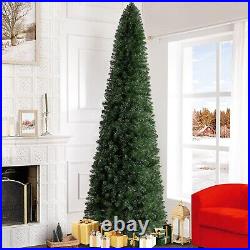 9ft Prelit Slim Artificial Christmas Tree with 500 Warm Lights & Metal Stand 9ft Prelit Slim Artificial Christmas Tree with 500 Warm Lights & Metal Stand