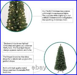 9ft Prelit Slim Artificial Christmas Tree with 500 Warm Lights & Metal Stand 9ft Prelit Slim Artificial Christmas Tree with 500 Warm Lights & Metal Stand
