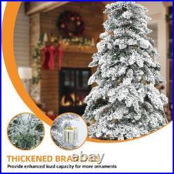9ft Prelit Snow Flocked Pencil Spruce Christmas Tree Artificial 480 LED Lights