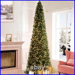 9ft Slim Christmas Tree With Lights Realistic Skinny Pencil Christmas Tree Prelit