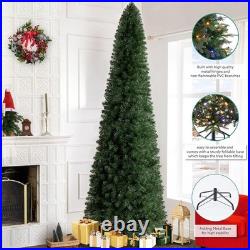 9ft Slim Christmas Tree With Lights Realistic Skinny Pencil Christmas Tree Prelit