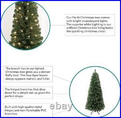 9ft Slim Christmas Tree With Lights Realistic Skinny Pencil Christmas Tree Prelit