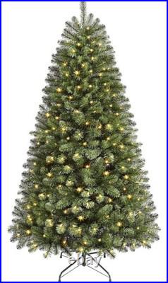 Alupssuc 7ft Artificial Hinged Prelit Christmas Tree with 320 Pre-lit Lights