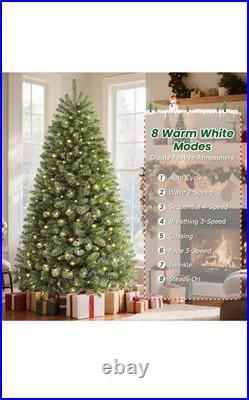 Alupssuc 7ft Artificial Hinged Prelit Christmas Tree with 320 Pre-lit Lights