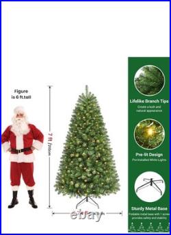 Alupssuc 7ft Artificial Hinged Prelit Christmas Tree with 320 Pre-lit Lights