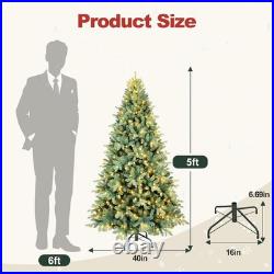 Angexi 5 Ft Pre-Lit Artificial Christmas Tree, With 250 LED Warm Lights, 854