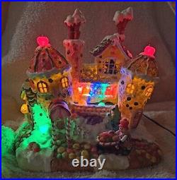 Animated Candy Factory Gingerbread House Moves Lighted Ceramic Christmas Tree