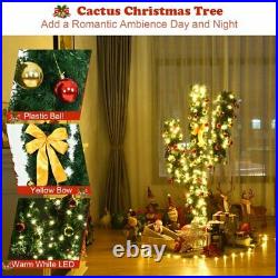 Artificial Cactus Christmas Tree Pre-Lit Optical Fiber with LED Lights & Ball