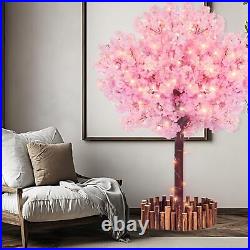 Artificial Cherry Blossom Tree 5 Ft with LED Light, Handmade Pink Cherry Decor Artificial Cherry Blossom Tree 5 Ft with LED Light, Handmade Pink Cherry Decor
