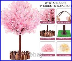 Artificial Cherry Blossom Tree 5 Ft with LED Light, Handmade Pink Cherry Decor Artificial Cherry Blossom Tree 5 Ft with LED Light, Handmade Pink Cherry Decor