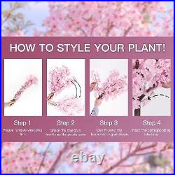 Artificial Cherry Blossom Tree 5 Ft with LED Light, Handmade Pink Cherry Decor Artificial Cherry Blossom Tree 5 Ft with LED Light, Handmade Pink Cherry Decor
