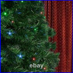 Artificial Christmas Pine Tree 7 ft PreLit Fiber Optic 280 Lights Stand Green