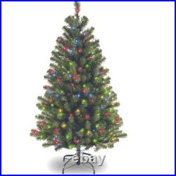 Artificial Christmas Tree 4.5 ft Pre-Lit Green with Multicolor Lights Tips