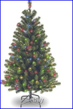 Artificial Christmas Tree 4.5 ft Pre-Lit Green with Multicolor Lights Tips
