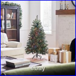 Artificial Christmas Tree 4.5 ft Pre-Lit Green with Multicolor Lights Tips
