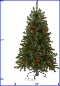 Artificial Christmas Tree 4.5 ft Pre-Lit Green with Multicolor Lights Tips