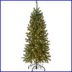 Artificial Christmas Tree 4.5 ft Slim Pre-Lit Fir with 150 Lights and Stand
