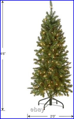 Artificial Christmas Tree 4.5 ft Slim Pre-Lit Fir with 150 Lights and Stand