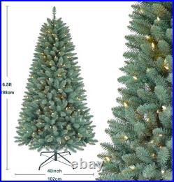 Artificial Christmas Tree 6.5FT Blue Spruce Pre-lit 813 Tips Dual-Color LED