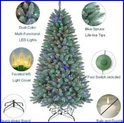 Artificial Christmas Tree 6.5FT Blue Spruce Pre-lit 813 Tips Dual-Color LED