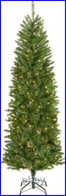 Artificial Christmas Tree 6.5 ft Slim Pre-Lit Fir White Lights Full Tips