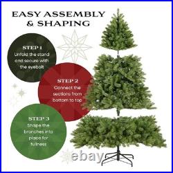 Artificial Christmas Tree 6.5 ft Slim Pre-Lit Fir White Lights Full Tips