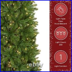 Artificial Christmas Tree 6.5 ft Slim Pre-Lit Fir White Lights Full Tips