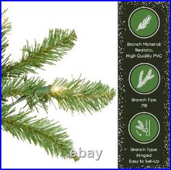 Artificial Christmas Tree 6.5 ft Slim Pre-Lit Fir White Lights Full Tips