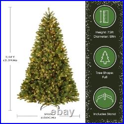Artificial Christmas Tree 7.5 ft Pre-Lit Downswept Fir Green Full Tips Lights