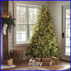 Artificial Christmas Tree 7.5 ft Pre-Lit Downswept Fir Green Full Tips Lights