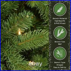Artificial Christmas Tree 7.5 ft Pre-Lit Downswept Fir Green Full Tips Lights